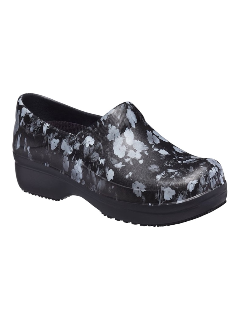 CROCS WOMENS NERIA PRO II GRAPHIC SLIP ON CLOG WHITE BLACK FLORAL PRINT SIZE 8
